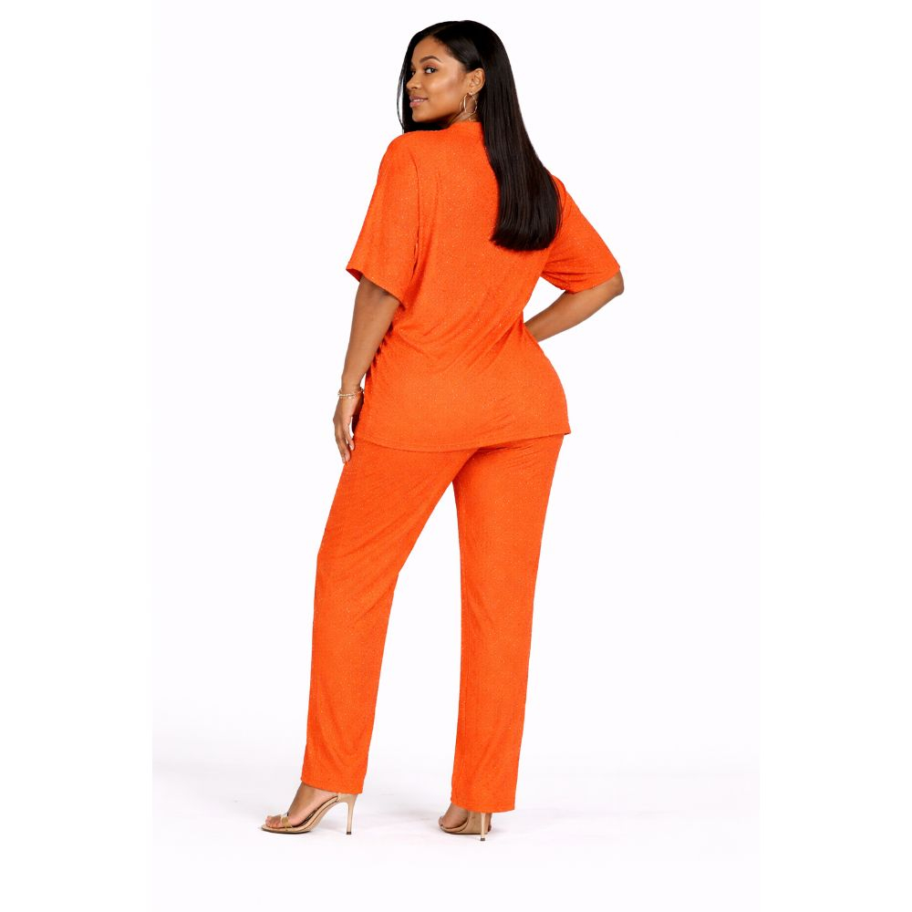 Womens Ribbed Two Piece Lounge Set with Top and Pants